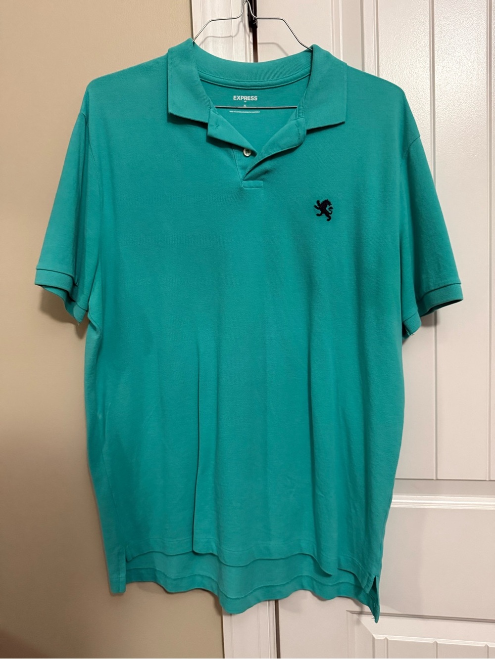Express Men's Teal Green Polo with Embroidered Crest